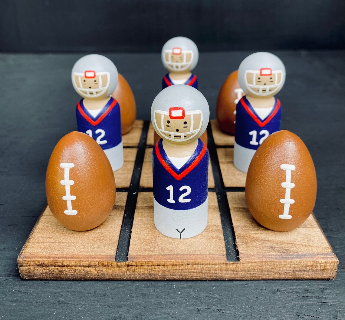FOOTBALL TicTacToe Set navy red & gray Etsy
