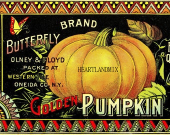Pumpkin Brand Vintage Label, Logo, Hang Tags,Transfers Digital image Download Printable