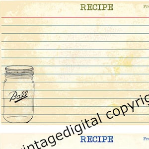 Lot de deux cartes de recettes de campagne champêtre vintage à télécharger numériquement