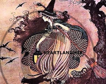 Vintage Digital Halloween Witch image Download Printable