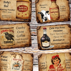 Vintage Farmhouse Pantry Image Digital Download Labels Wall Art/Cards/Tags/Decoupage/Scrapbook/Journals
