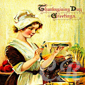 Vintage Colonial Thanksgiving Pilgrim Digital Download Image