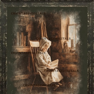 Portrait d'enfant colonial vintage : image numérique d'art populaire JPEG 20 x 10 po.