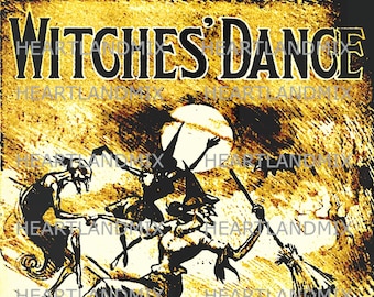 Vintage WITCHES DANCE Halloween Digital image Download Printable