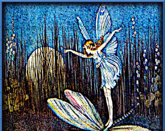 Vintage Fairy on a Dragonfly Digital Download Printable Art Image Ida Rentoul Outhwaite