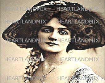 Vintage Digital Print Beautiful Edwardian Lady Elsie Lily Early Photo