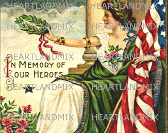 Descarga de imagen digital vintage: ilustración imprimible para el Día de los Caídos