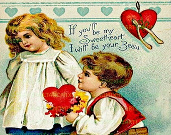 Saint-Valentin victorien vintage à télécharger image image graphique Saint-Valentin imprimable