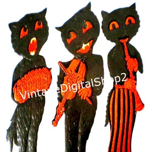 Vintage Beistle Halloween Musical schwarze Katzen ZWEI Vintage digitale Bild Downloads