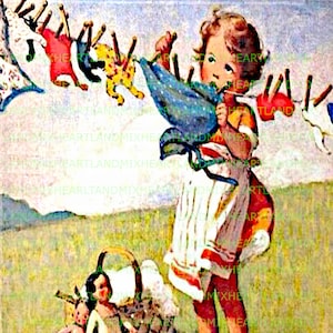 Imagem digital vintage Dia de lavagem para download Arte de parede para impressão Lavanderia