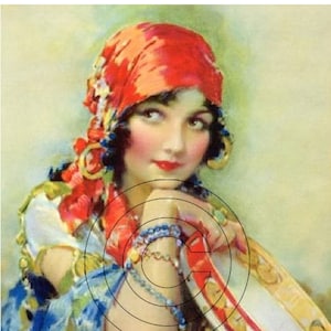 Hermosa imagen de arte gráfico digital de MUJER GITANA BOHO para descargar e imprimir