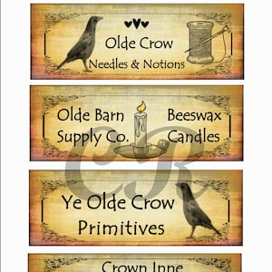 Vintage Farmhouse Primitive Pantry Labels Digital Image Download Printable ~ Set of 4