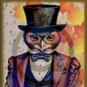 Vintage Fall Halloween Victorian Owl Digital Download Printable for Cards/Tags/Scrapbooking/Journals/Labels/Logos