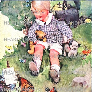 Vintage Young Boy Illustration Digital Graphic Art Image Download ...
