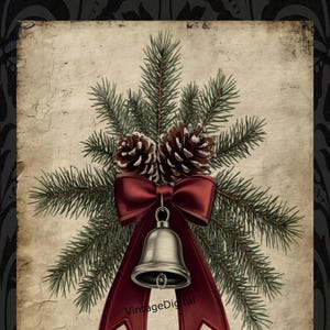 Vintage Primitive Christmas Bell Digital Download Print Decoupage/Scrapbooking/Journal Page/Wall Art/Clip Art