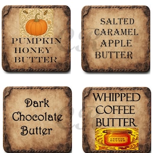Vintage Farmhouse Primitive Flavored Butter Pantry Labels Digital Image Download Printable