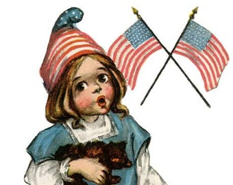 Antique Vintage Image Download Printable Patriotic Holiday Flags 4th Memorial Day