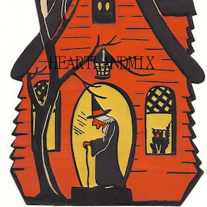 Halloween Witch House Vintage Digital image