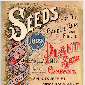 Vintage Printable Seed Packet Instant Download, Flower Seed Favors SKU 004