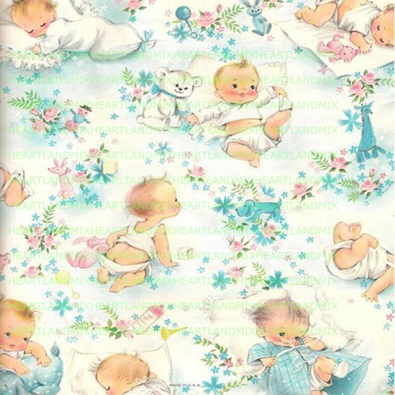 Baby Shower Wrapping Paper Digital Image Download Printable Unisex Baby  Adorable Vintage -  Sweden