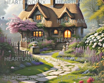 Vintage Digital Cottage Garden Wall Art Image Download Printable for Cards/Tags/Transfers/Scrapbook/Journal Pages