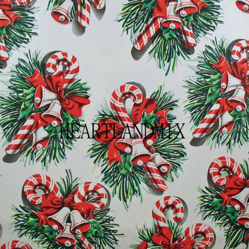 Candy Cane Vintage Christmas Paper Wallpaper Digital Image | Etsy
