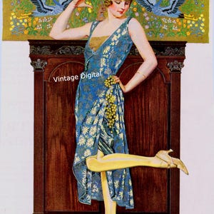 Vintage Art Deco Bella Flapper Art Ephemera Immagine Digitale Arte Scarica Etichette Stampabili Biglietti di Auguri Album Trasferimenti Etichette Loghi