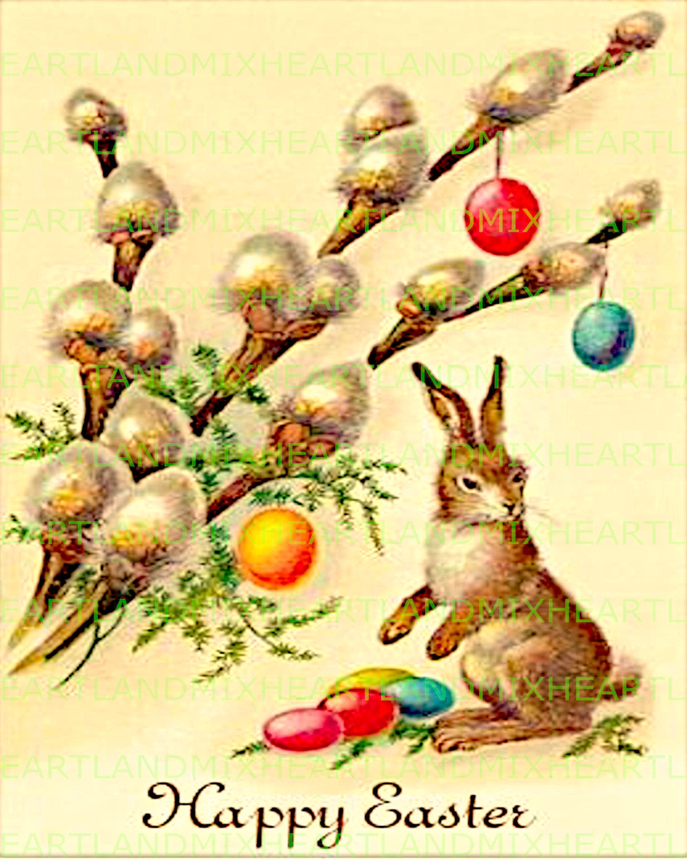 Vintage Easter Postcards Download Printable Art Image Rabbit - Etsy Hong  Kong