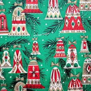 Retro Weihnachtsglocken Geschenkpapier Wallpaper Download druckbares Bild