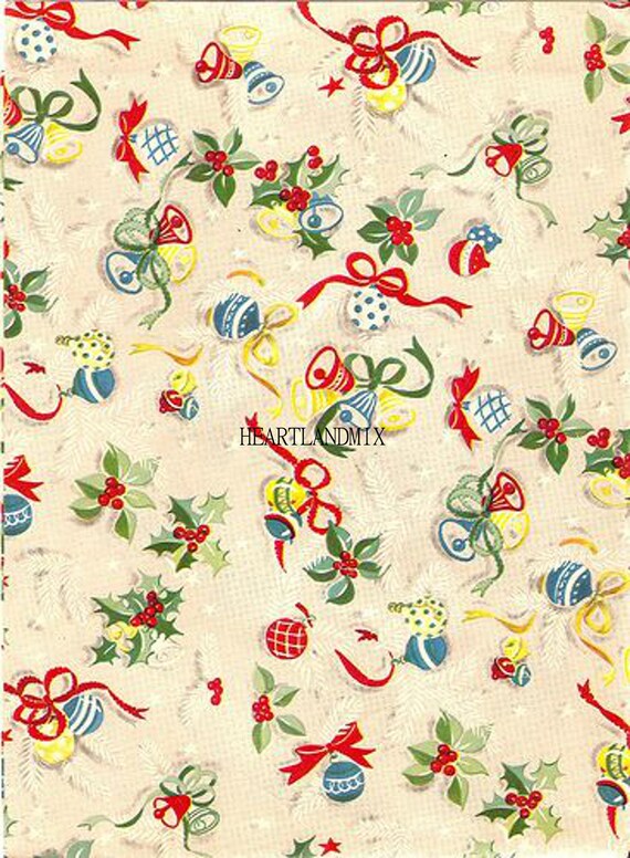 vintage christmas wrapping paper wallpaper ornaments and bells etsy christmas paper wallpaper
