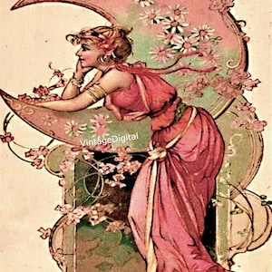 Femme vintage, époque Art déco, art mural numérique, téléchargement d'images imprimables