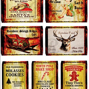 Vintage Country Store Labels: Printable Christmas Pantry Tags Digital Download, Set of 7