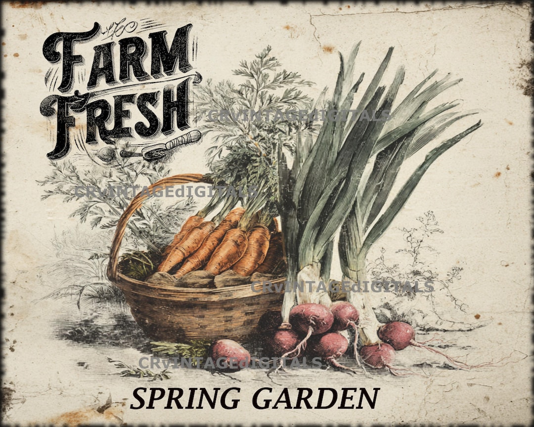 Spring Pics Primitive Vintage Farmhouse Primitive Spring Garden Image Download Printable Wall ...
