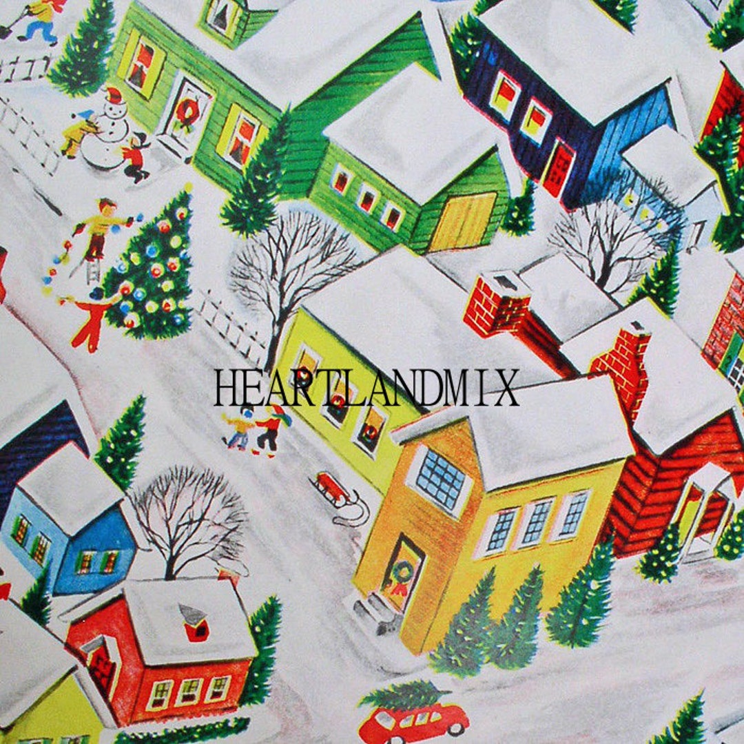 Christmas Village Vintage Christmas Paper Digital Graphic Wallpaper ...