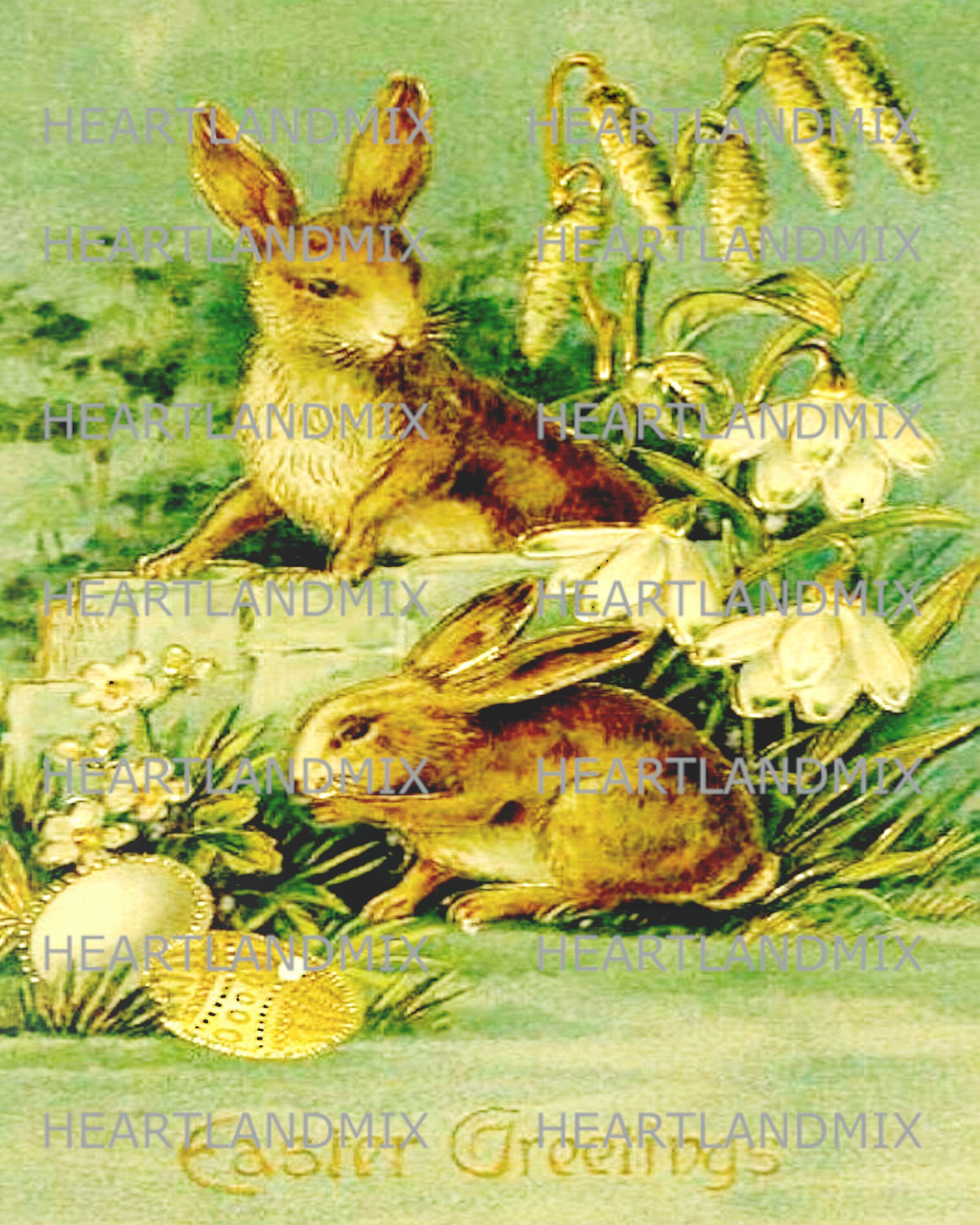 Vintage Easter Rabbits Digital Image Download Printable Postcards - Etsy