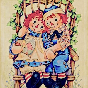 Vintage Raggedy Ann and Andy Wall Art Print Digital Instant Download Printable