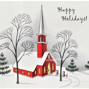 HERMOSA IGLESIA DE NAVIDAD VINTAGE, ESCENA SERENA, IMAGEN, FELICES FIESTAS, DESCARGA DIGITAL, ÁLBUM DE RECORTES, PÁGINAS DE DIARIO, ARTE DE PARED, CLIPS, DECOUPAGE