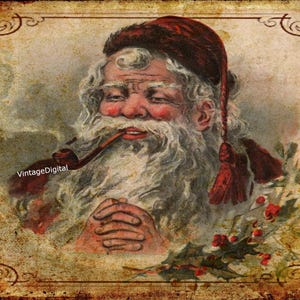 Victorian 'Ole St. NICK Vintage Primitive Christmas Image Digital Download Printable Wall Art, Clip Art, Decoupage, Scrapbook, Journal Page