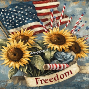 Vintage Farmhouse Patriotic Decoupage Rice Paper - July 4th A4