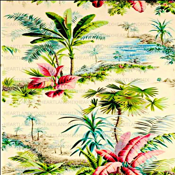 Vintage Tropical Wallpaper Vintage Digital Image Download Printable