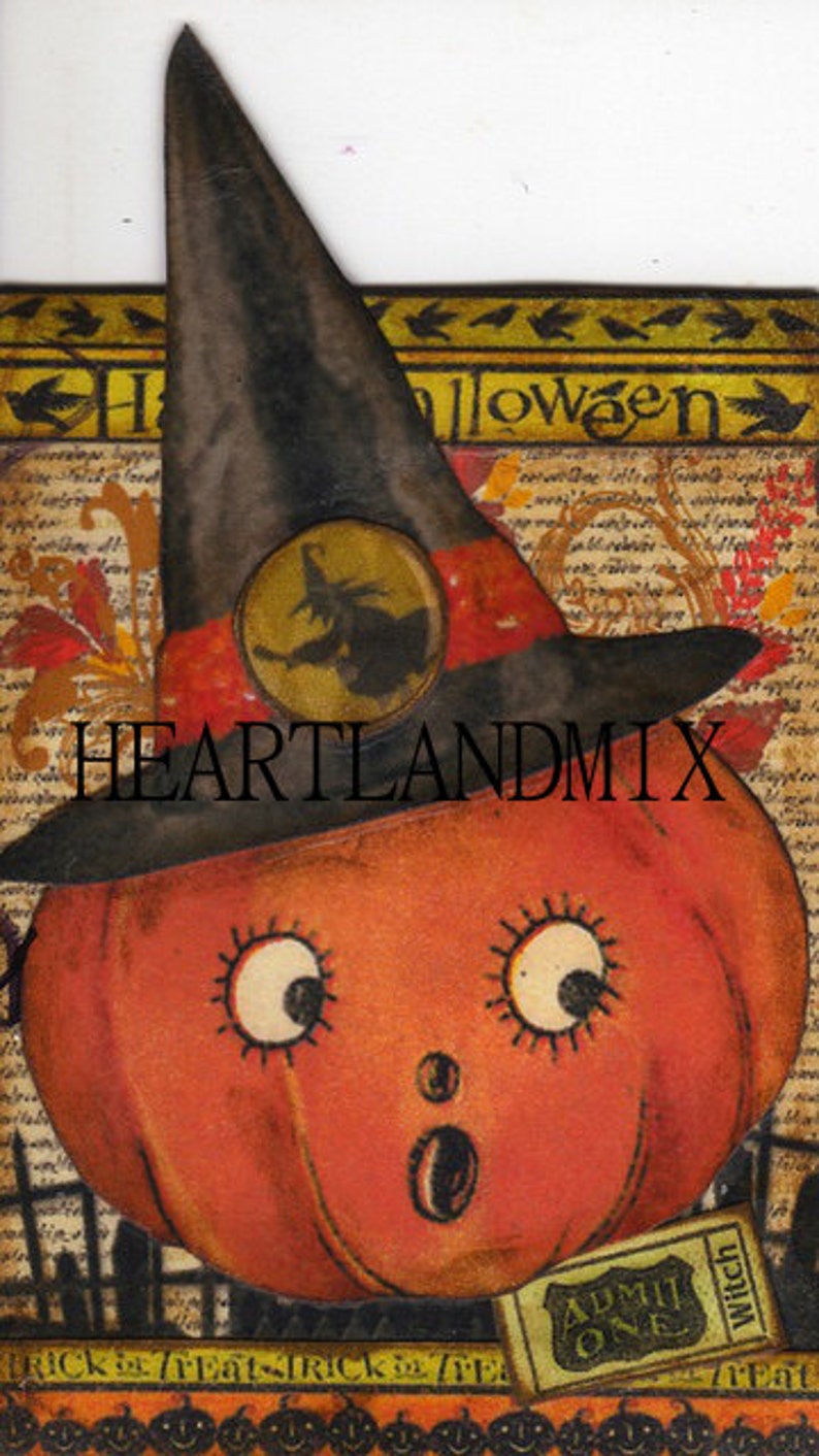 Happy Halloween Vintage Digital Image Pumpkin Download | Etsy