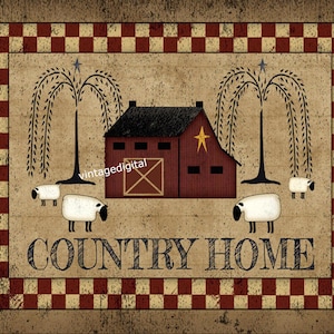 Vintage Primitive Farmhouse Country Home Folk Art Digital Download Printable