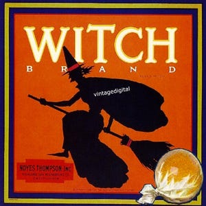 Download digitale vintage, marchio strega, download stampabile di Halloween