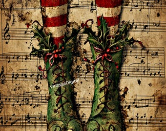 Elf Shoes Decoupage Rice Paper: A4 Craft Image