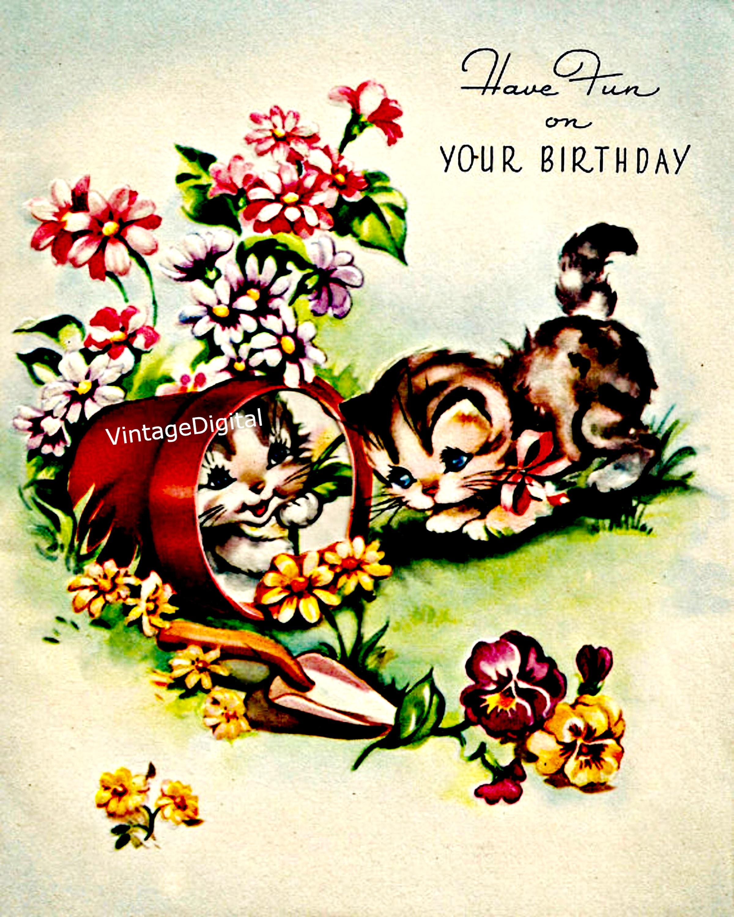 Vintage Birthday Card Digital Image Have Fun on Your Birthday