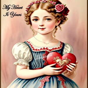 Vintage Digital Valentine Image Download Printable Art Illustration Cards/Tags/Transfers/Scrapbooking/Journal Pages/Labels/Decoupage