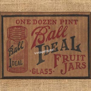 Vintage Bauernhaus Ball Obst Gläser digitaler Download druckbare Bild Karte, Tags, Transfer, Etiketten, Logos, Scrapbooking, Journal Seiten