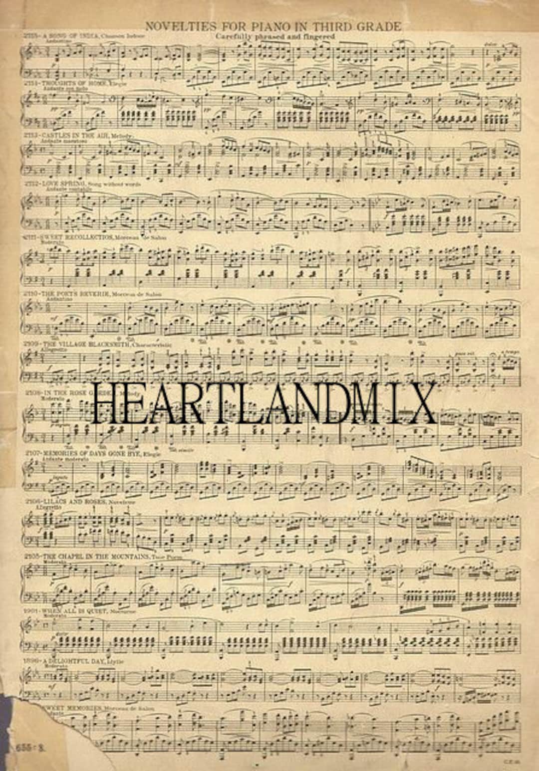 Vintage Sheet Music Digital Image Download Printable - Etsy