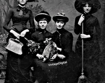Vintage Bild reales Leben Foto von Hexen für Halloween Digital Download Printable