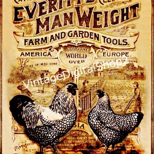 Vintage Bauernhof und Gartenwerkzeuge Bauernhaus Werbung Digitaler Bild Download Printable